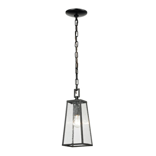 Meditterano Collection 1 light outdoor pendant in Textured Matte Black
