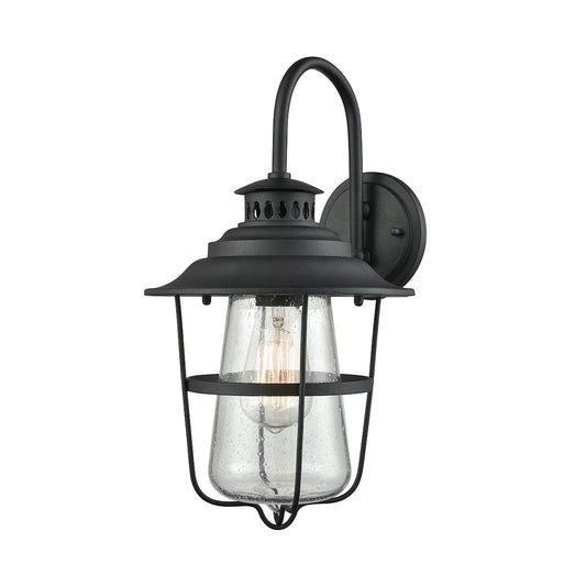 San Mateo 1 Light Outdoor Wall Sconce in Textured Matte Black with Clear Seedy Glass
