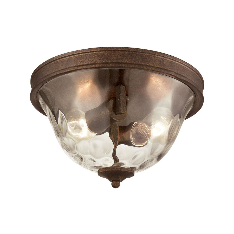 Cheltham 2 Light Flush in Mocha with Clear Water Glass