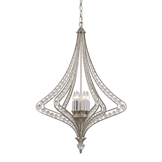Ventoux Collection 6 light chandelier in Satin Silver