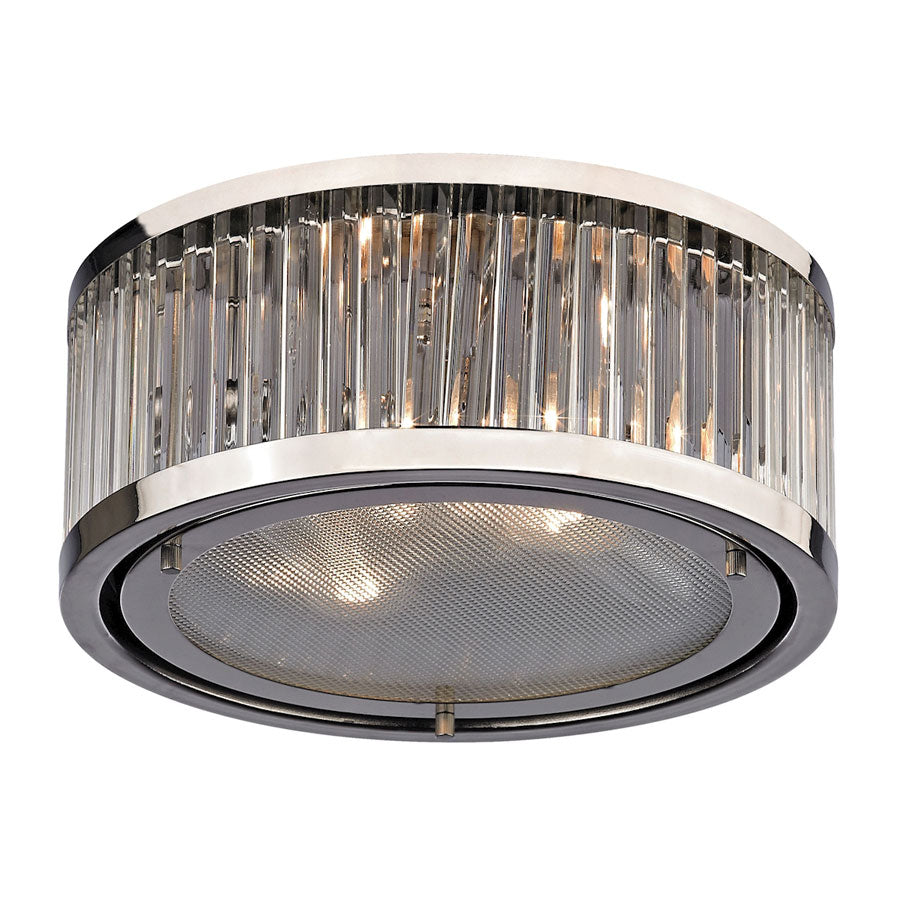Linden Collection 2 light flush mount in Polished Nickel