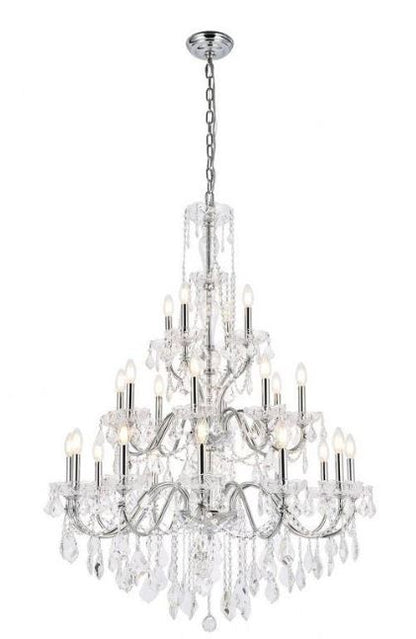 24 Light 36 Inch Wide Foyer Chandelier in Royal Cut Crystal