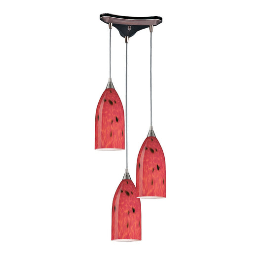 Verona Collection 3 Lt Triangle Pan Fire Red Glass