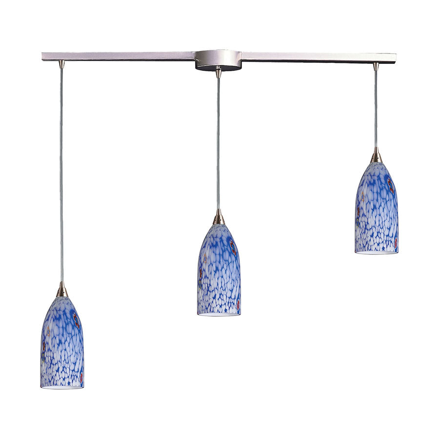Verona Collection 3 Lt Linear Bar Starburst Blue Glass