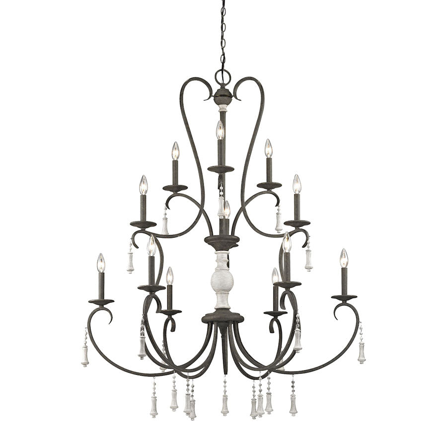Porto Cristo 12 Light Chandelier in Palermo Rust with Birch Accents