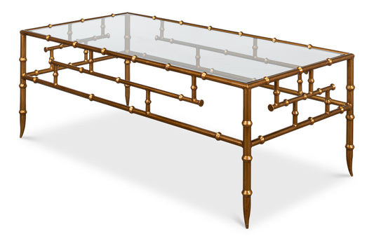 Faux Bamboo Metal Coffee Table 48"
