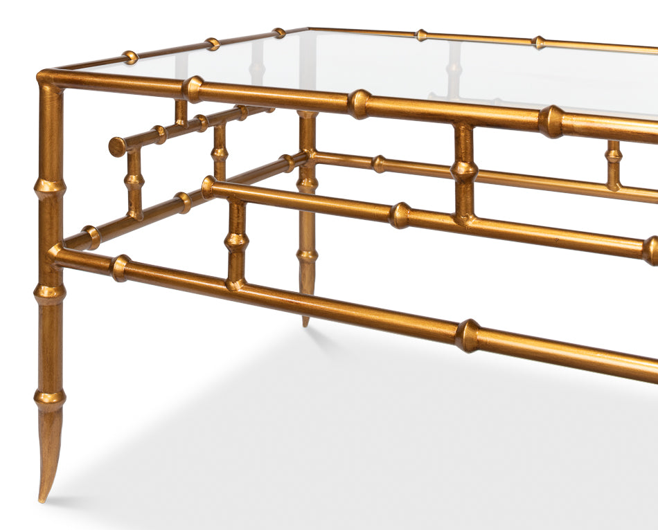 Faux Bamboo Metal Coffee Table 48"