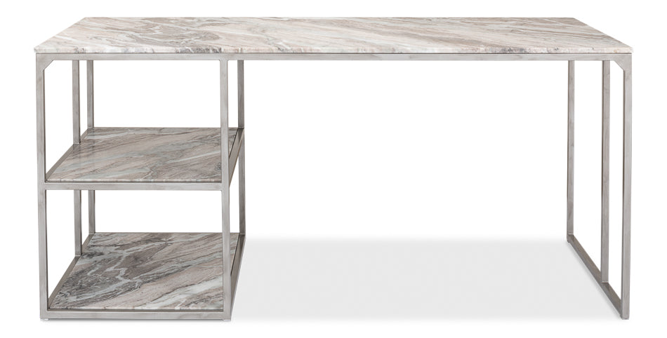 Open Desk With Shelves Marble Top