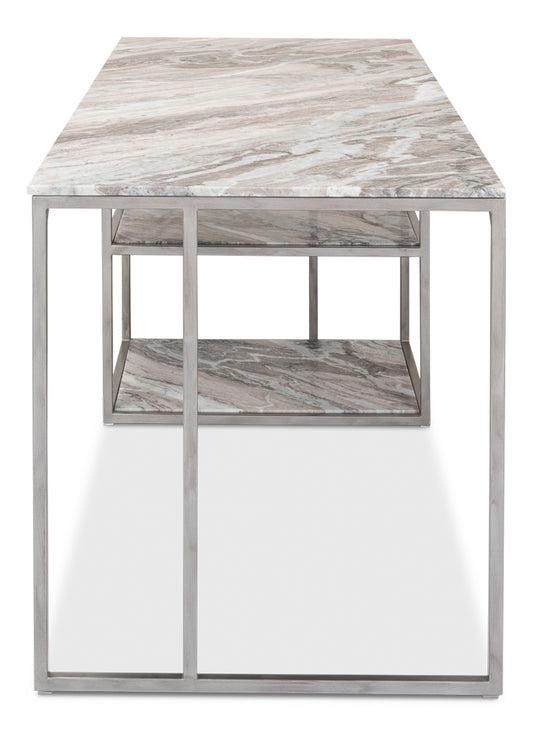 Open Desk With Shelves Marble Top