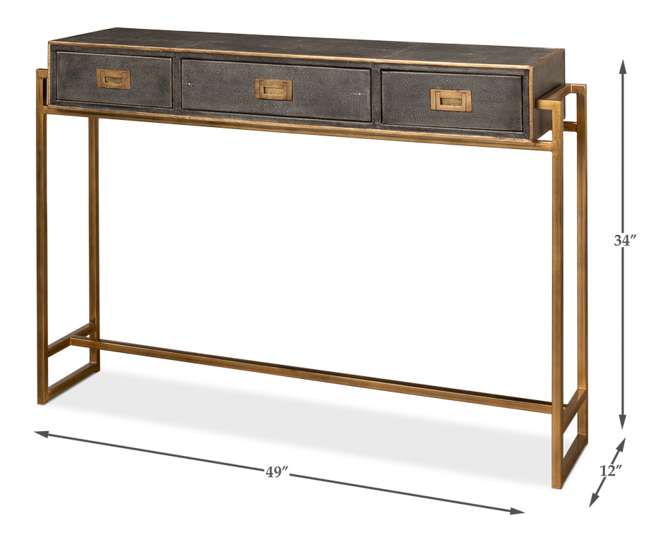 Shagreen Gold & Gray Console