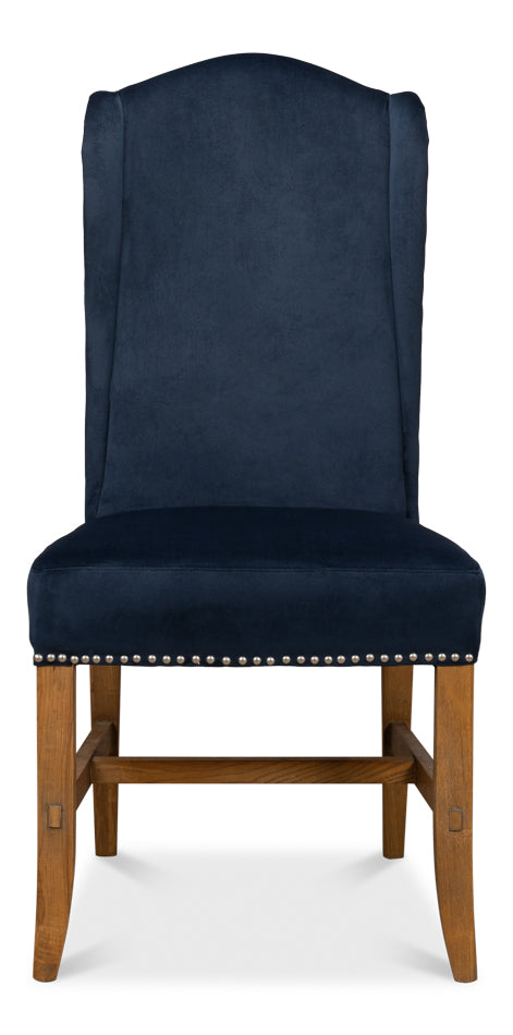 High Back Dining Chair Blue Velvet