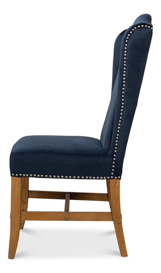 High Back Dining Chair Blue Velvet