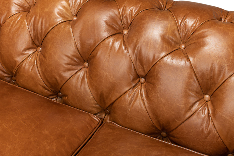 Tufted English Club Sofa Cuba Brown