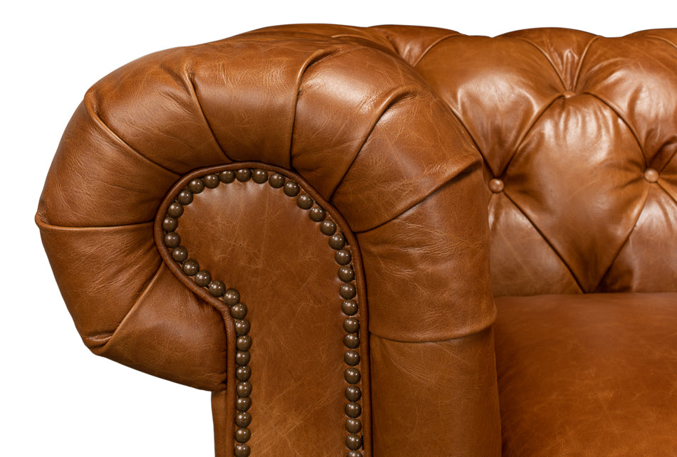 Tufted English Club Sofa Cuba Brown