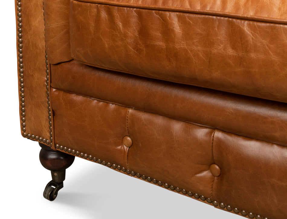 Tufted English Club Sofa Cuba Brown