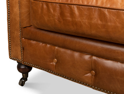 Tufted English Club Sofa Cuba Brown