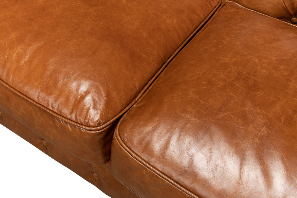 Tufted English Club Sofa Cuba Brown