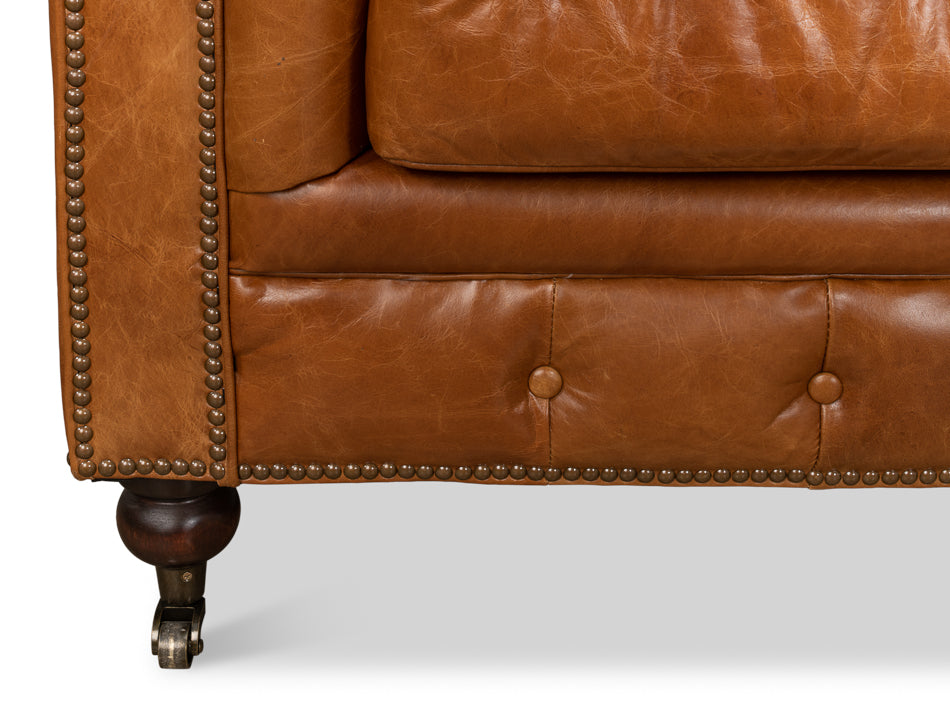 Tufted English Club Sofa Cuba Brown