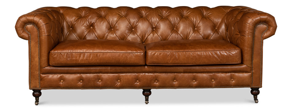 Tufted English Club Sofa Cuba Brown