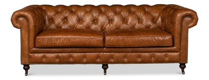 Tufted English Club Sofa Cuba Brown