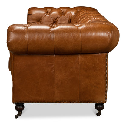 Tufted English Club Sofa Cuba Brown
