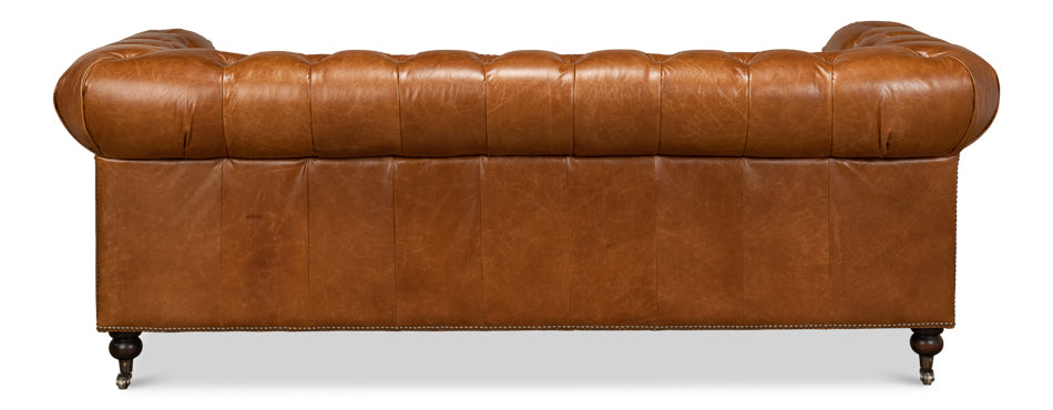 Tufted English Club Sofa Cuba Brown