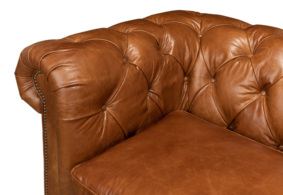 Tufted English Club Sofa Cuba Brown