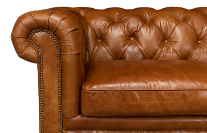 Tufted English Club Sofa Cuba Brown