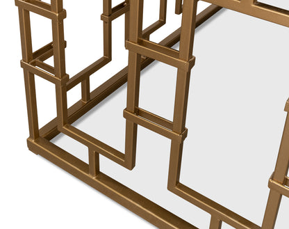 Brass Gate Cocktail Table W/ Wht Marble