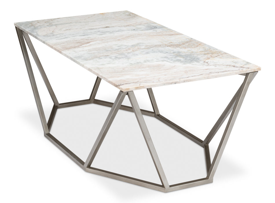 Trapezoid Coffee Table Marble Top