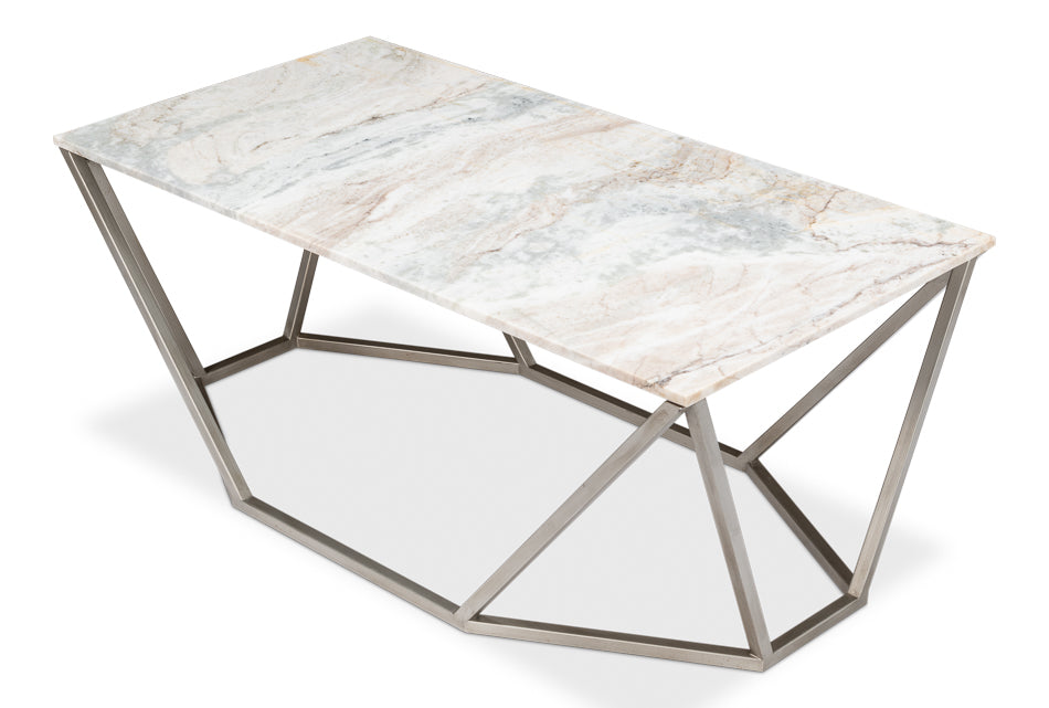 Trapezoid Coffee Table Marble Top