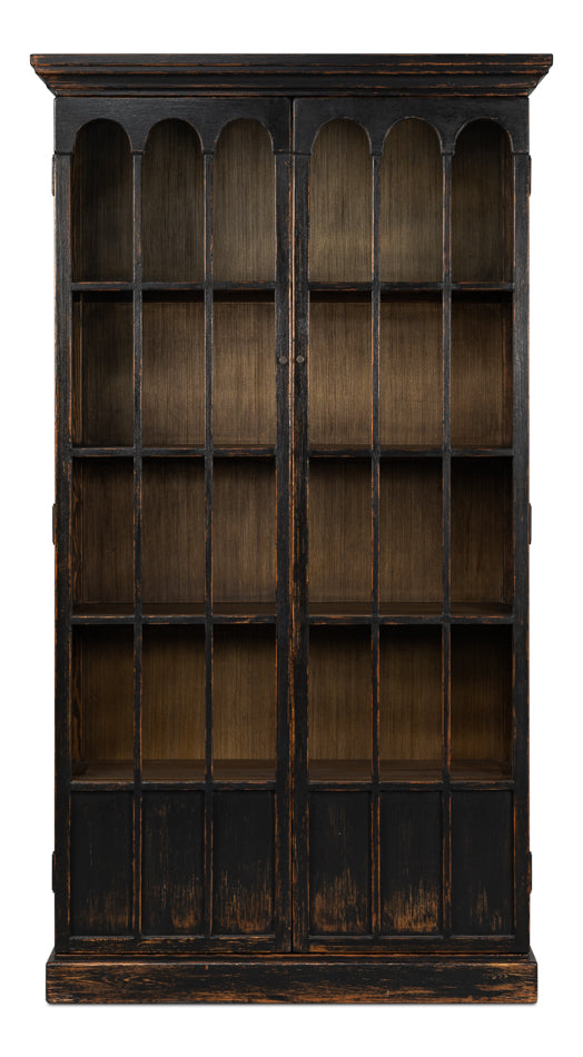 Edgar Allan Glass Bookcase Antique Black