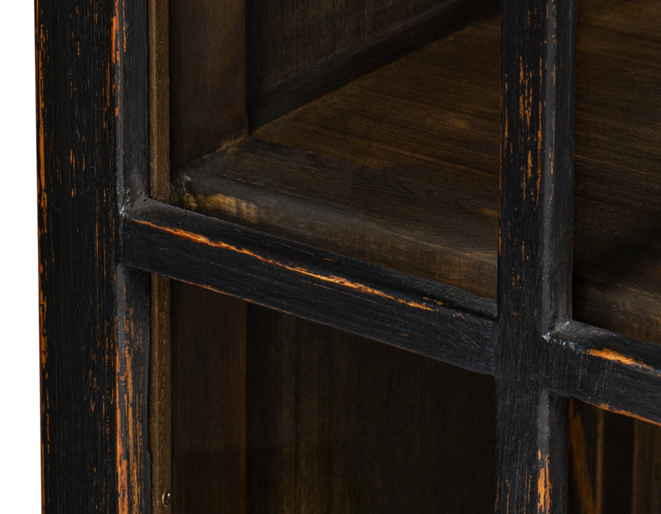 Edgar Allan Glass Bookcase Antique Black