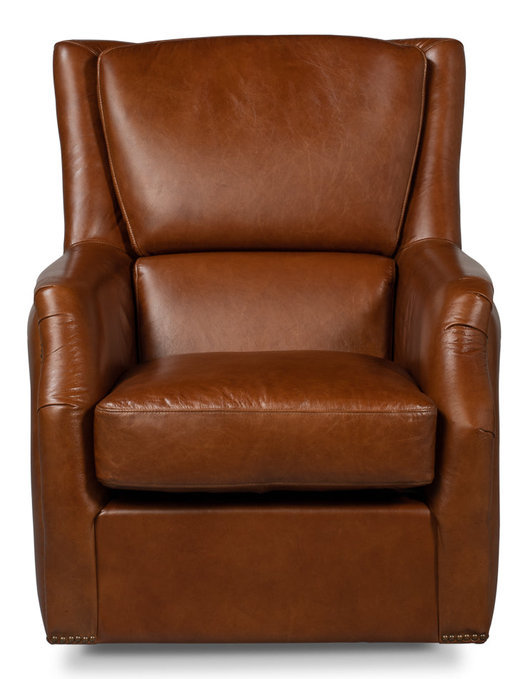 Baker Leather Swivel Chairhavana Lthr