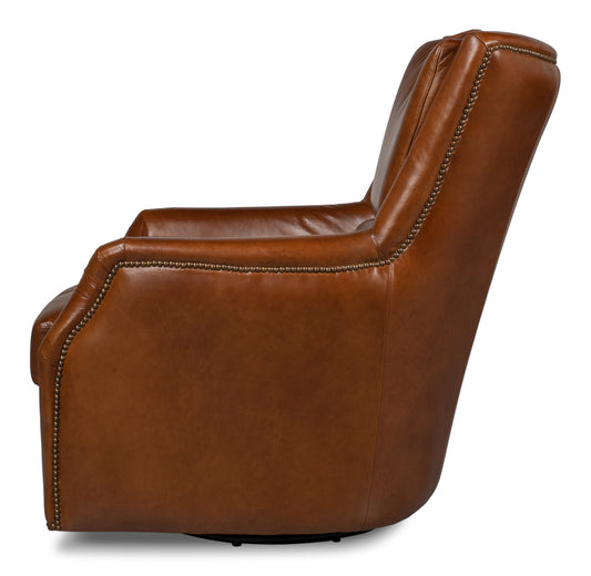 Baker Leather Swivel Chairhavana Lthr