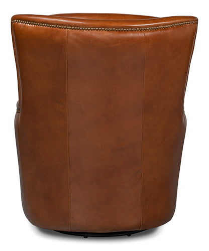 Baker Leather Swivel Chairhavana Lthr