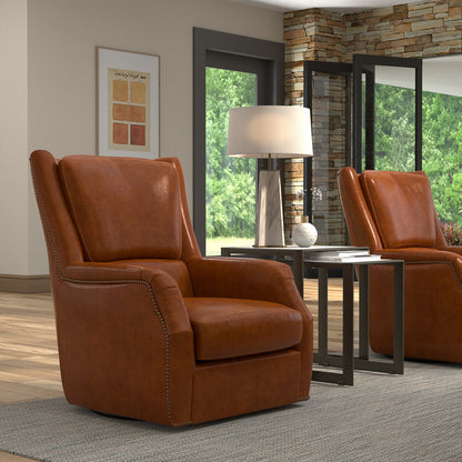 Baker Leather Swivel Chairhavana Lthr