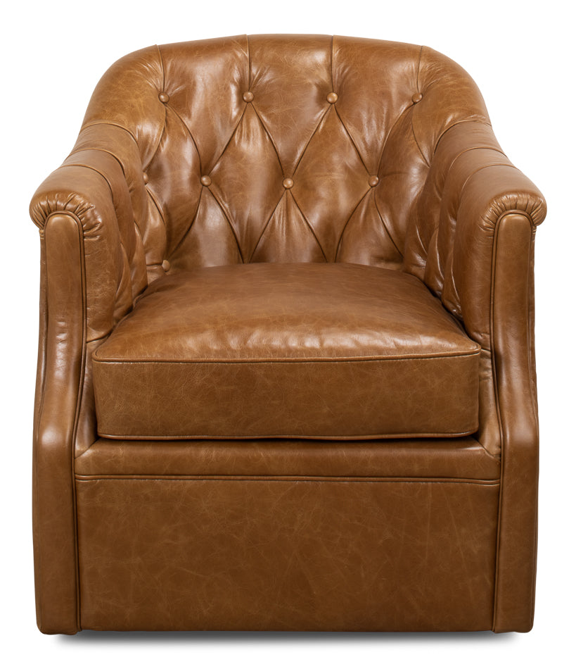 Coolidge Leather Swivel Chair Cuba Brn