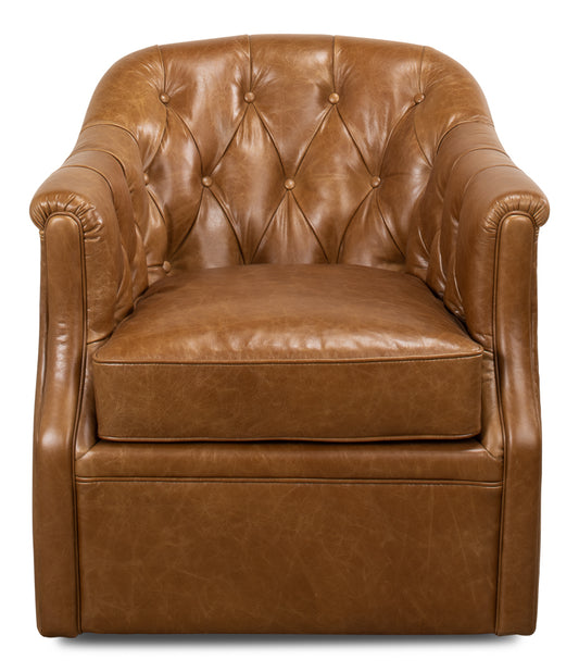 Coolidge Leather Swivel Chair Cuba Brn