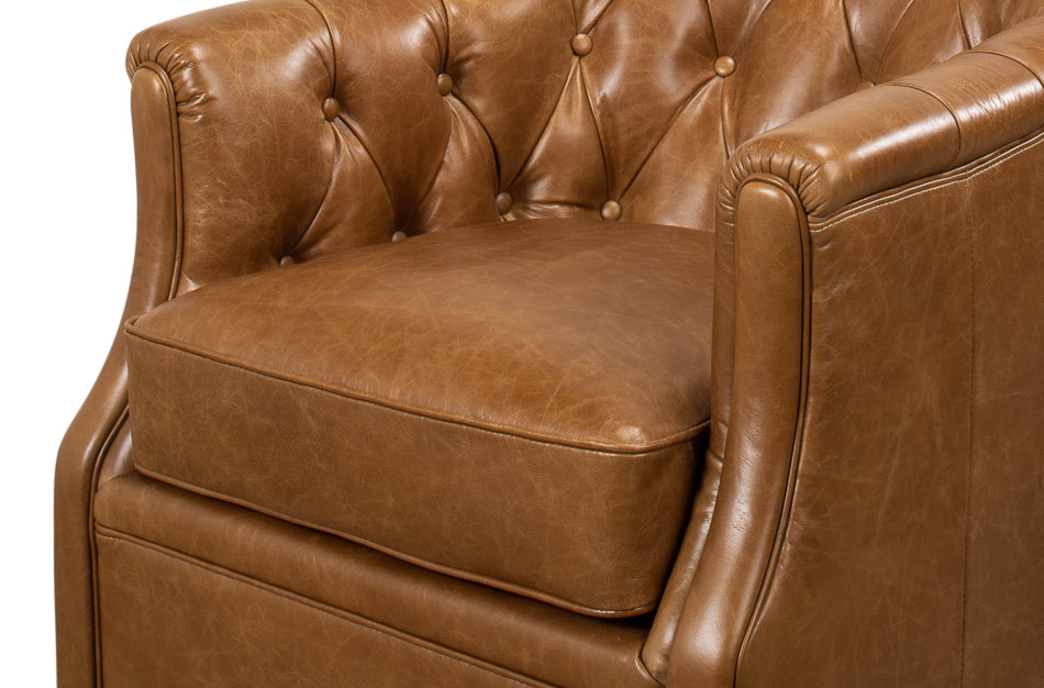 Coolidge Leather Swivel Chair Cuba Brn