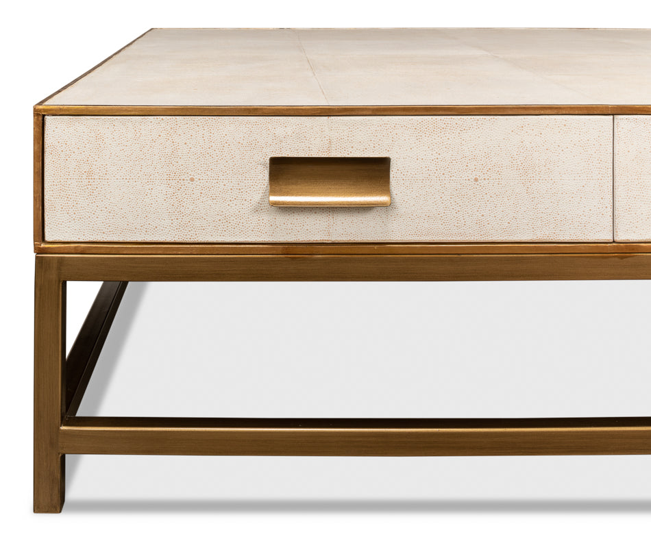 Gideon Shagreen Sq.Coffee Table White