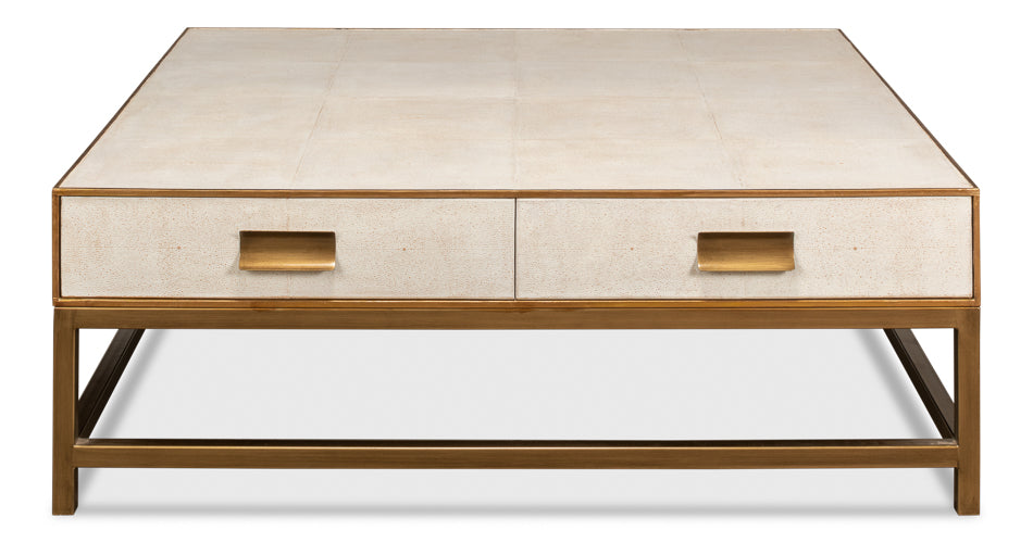 Gideon Shagreen Sq.Coffee Table White