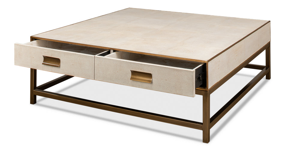 Gideon Shagreen Sq.Coffee Table White