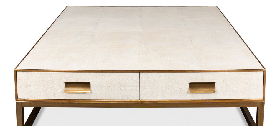 Gideon Shagreen Sq.Coffee Table White