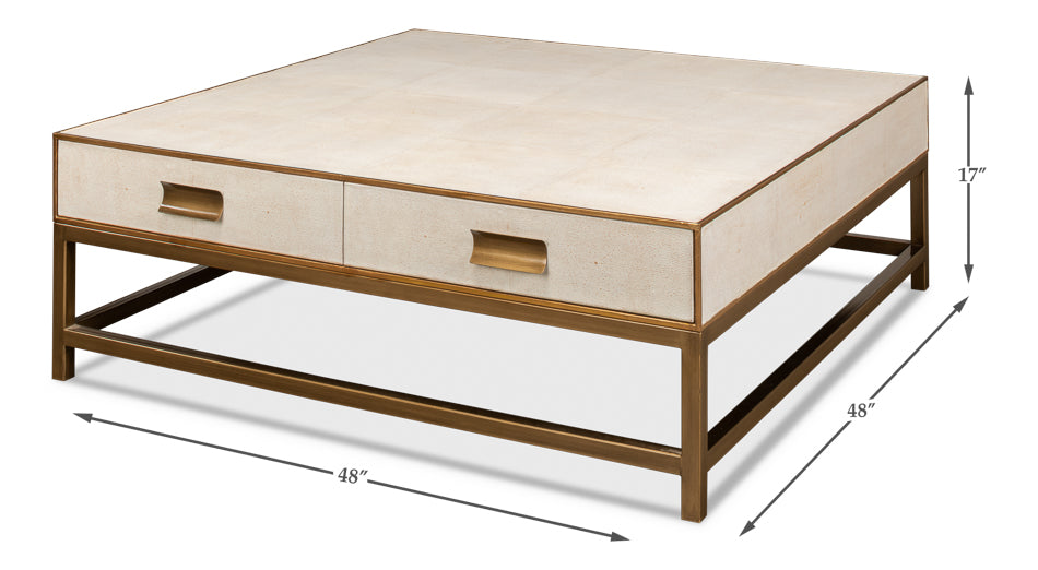 Gideon Shagreen Sq.Coffee Table White