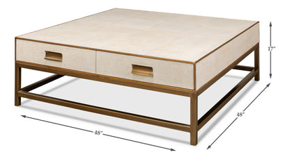 Gideon Shagreen Sq.Coffee Table White