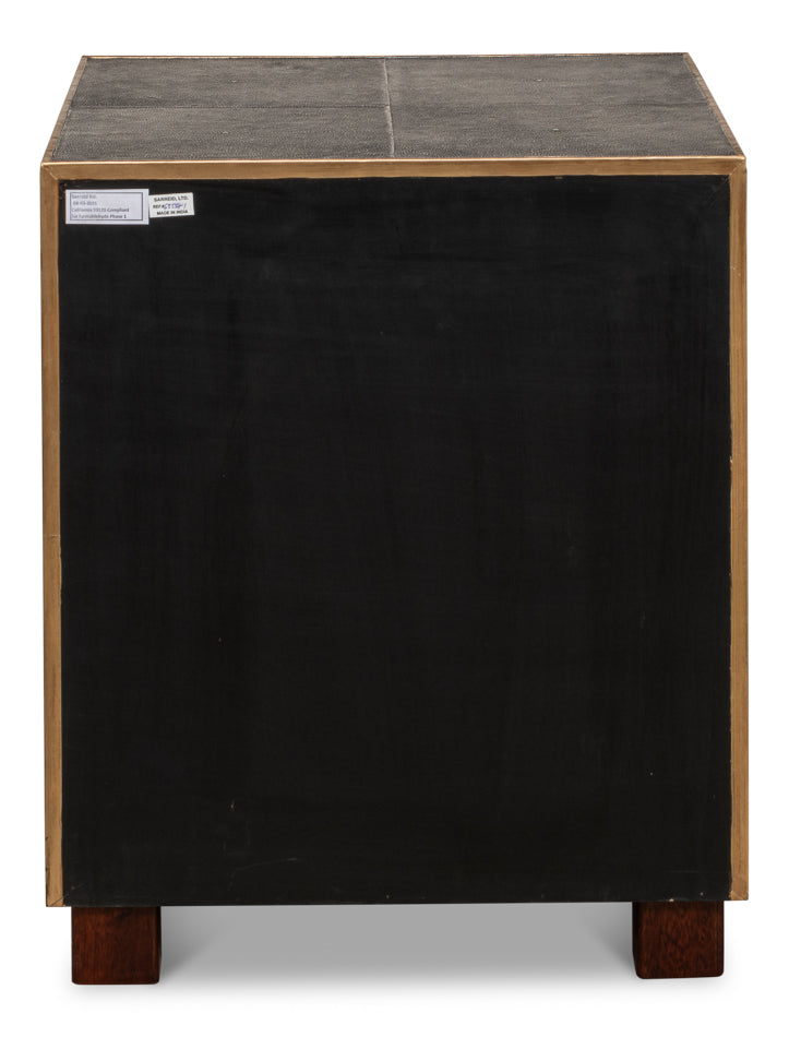 Gideon Shagreen 3 Drawer Side Table Gry