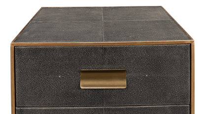 Gideon Shagreen 3 Drawer Side Table Gry