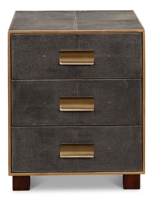 Gideon Shagreen 3 Drawer Side Table Gry