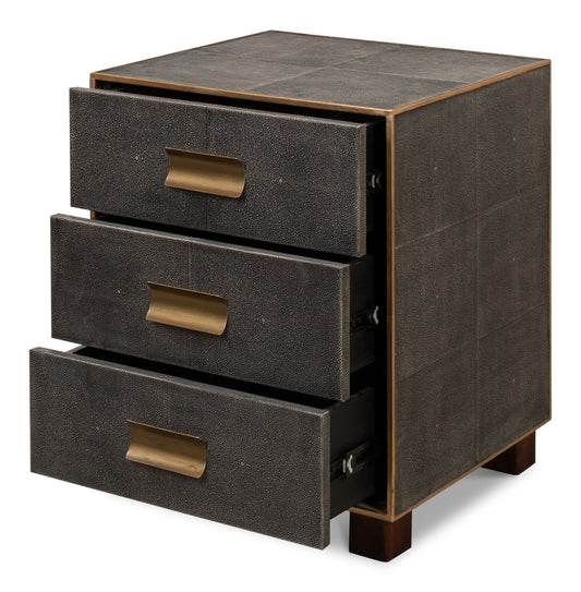 Gideon Shagreen 3 Drawer Side Table Gry